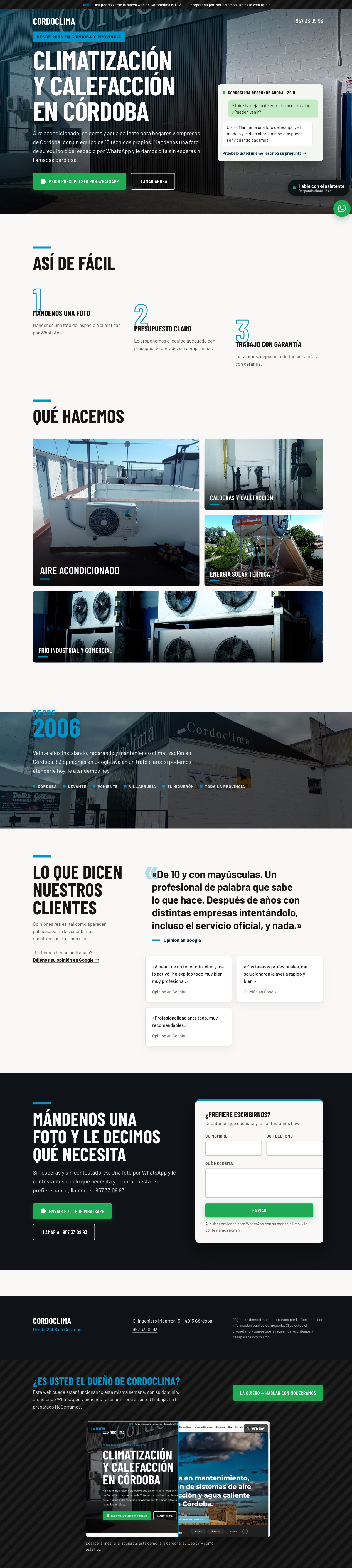 La nueva web de Cordoclima, preparada por NoCerramos