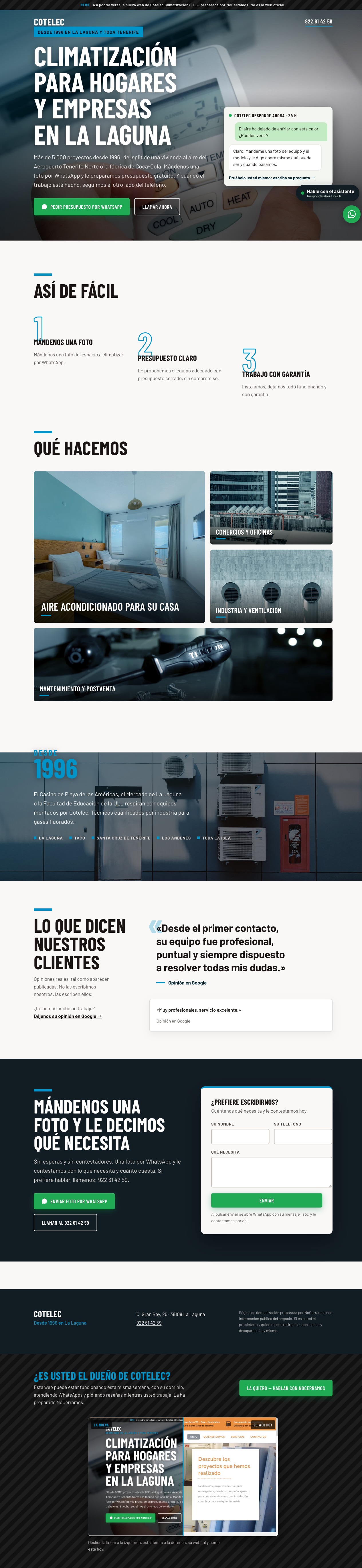 La nueva web de Cotelec, preparada por NoCerramos