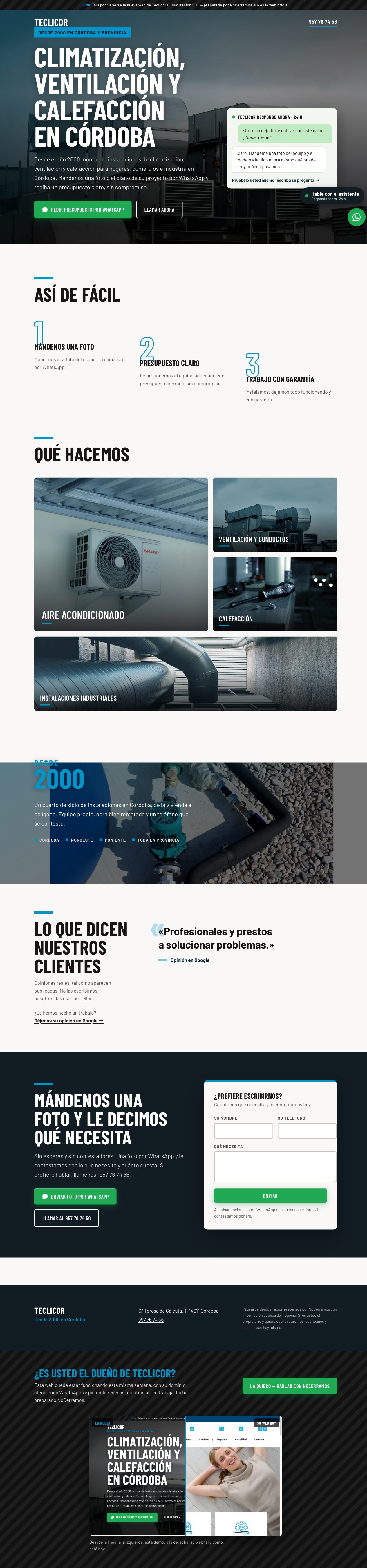 La nueva web de Teclicor, preparada por NoCerramos